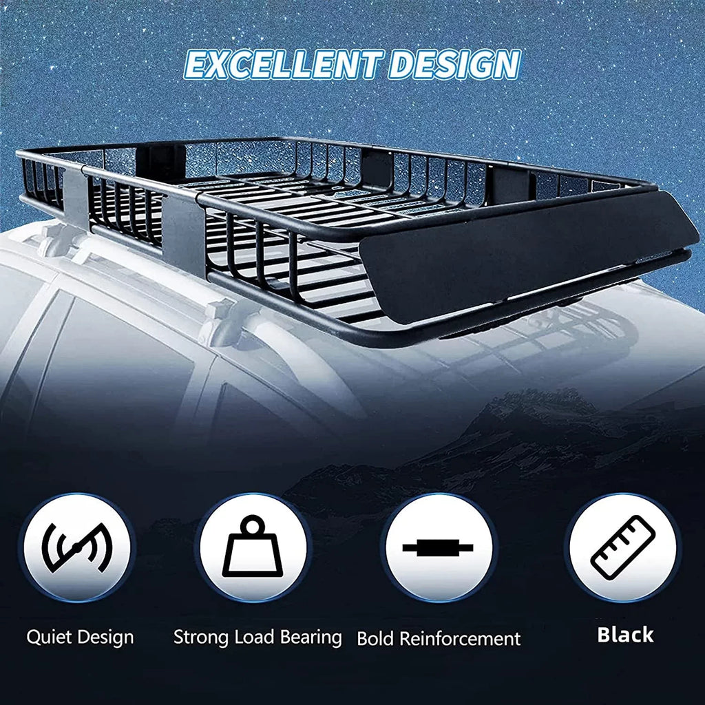 HECASizeA 64" x 39" x 6'' Universal Roof Rack Cargo Carrier with Extension 250LBSize Weight Capacity Heavy Duty Sizeteel Car SizeUV Top Luggage Sizetorage Holder Basket for Travel