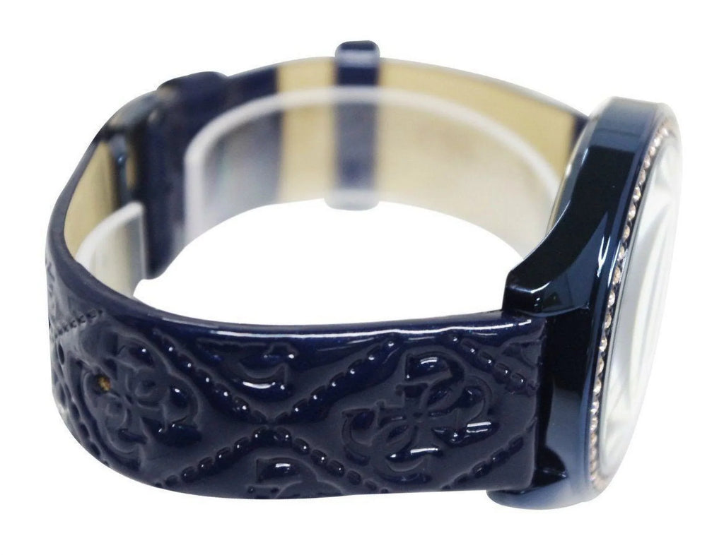 GUESizeSize Women's U0473L1 Iconic Blue & Rose Gold-Tone Watch with Blue Logo Embos