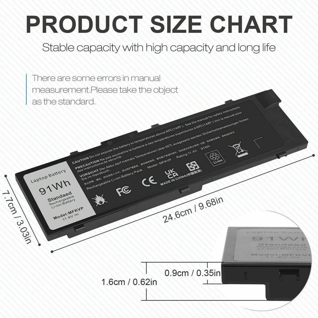 MFKVP GR5D3 Battery For Dell Precision 15 7510 7520 17 7710 7720 M7510 M7710 USize