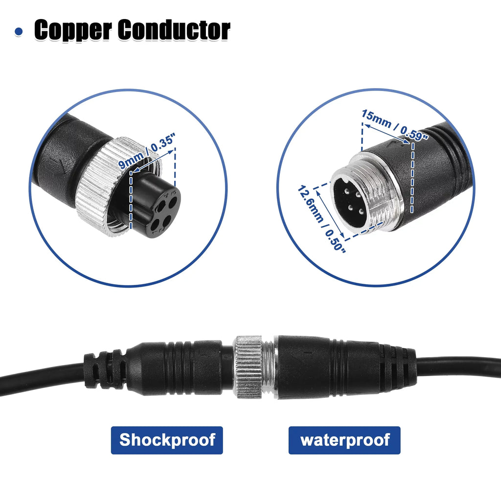 Unique Bargains 4 Pin 82.02ft Backup Camera Cable Aviation Extension Cable Car Video Extension Cable Universal