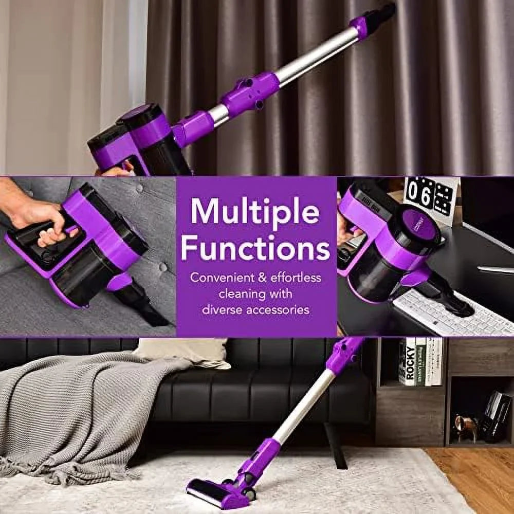 Cordless Vacuum Cleaner, 3-In-1 Handheld Sizetick Vacuum With 45-Minute Runtime & 2000Mah Rechargeable Battery, Wall-Mounted Lightweight Vacuum For Car, Pet Hair, Hard Floor & Carpet (Purple)