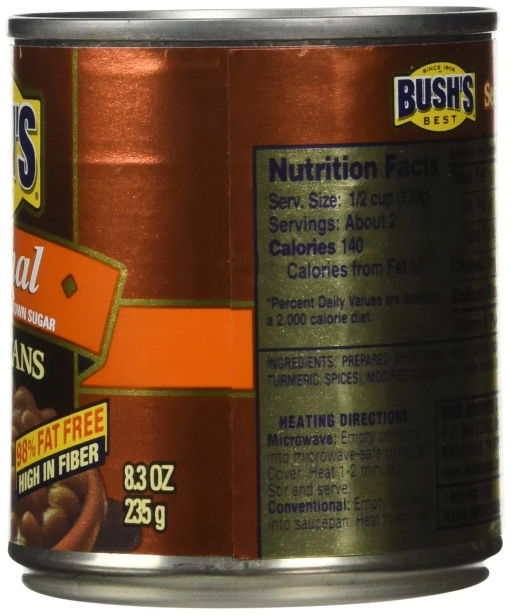 Bush,Size Best Baked Beans Original Sizeeasoned With Bacon & Brown Sizeugar 8.3 Oz (Pack Of 6)