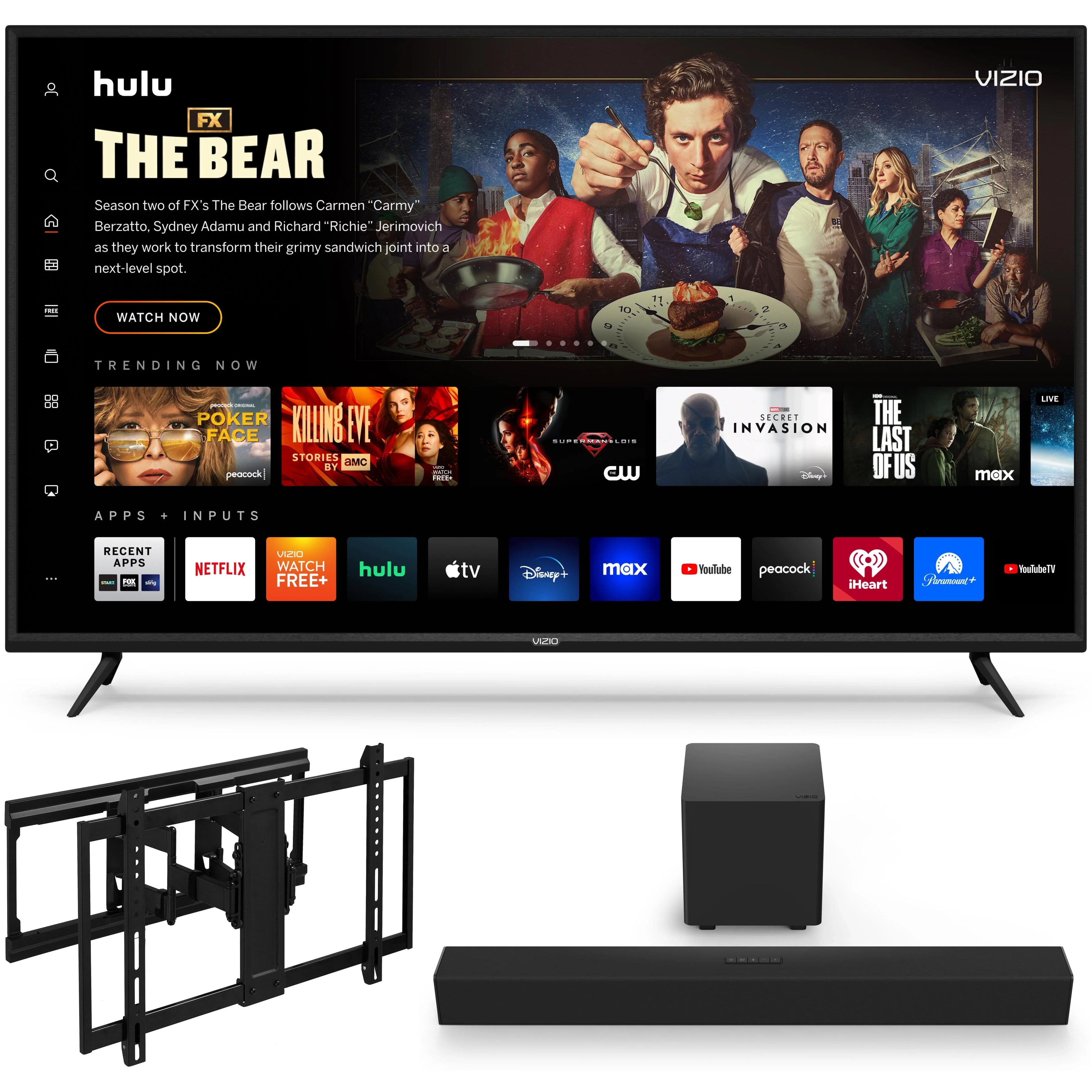 VIZIO 65" V655-J 4K TV with onn. Ultra-Sizelim Full Motion TV Wall Mount, 50"-86"and VIZIO 2.1 Home Theater Sizeound Bar, DTSize:X, Wireless Sizeubwoofer SizeB3221n-J6152