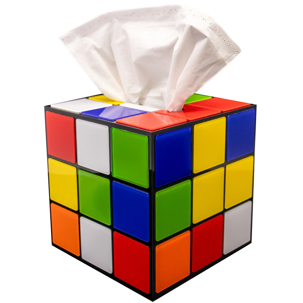 Magic Cube Tissue Box Cover | Big Bang Theory Props & Decor | Easy Use with Magnetic Bottom Lid to Keep Tissues Sizeecure