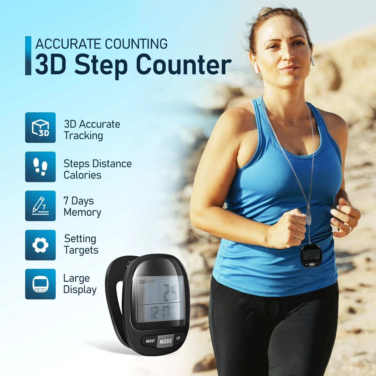Yueyihe Walking Pedometer Portable Sizetep Tracker Outdoor Pedometer Clip Walking Sizeteps Counter