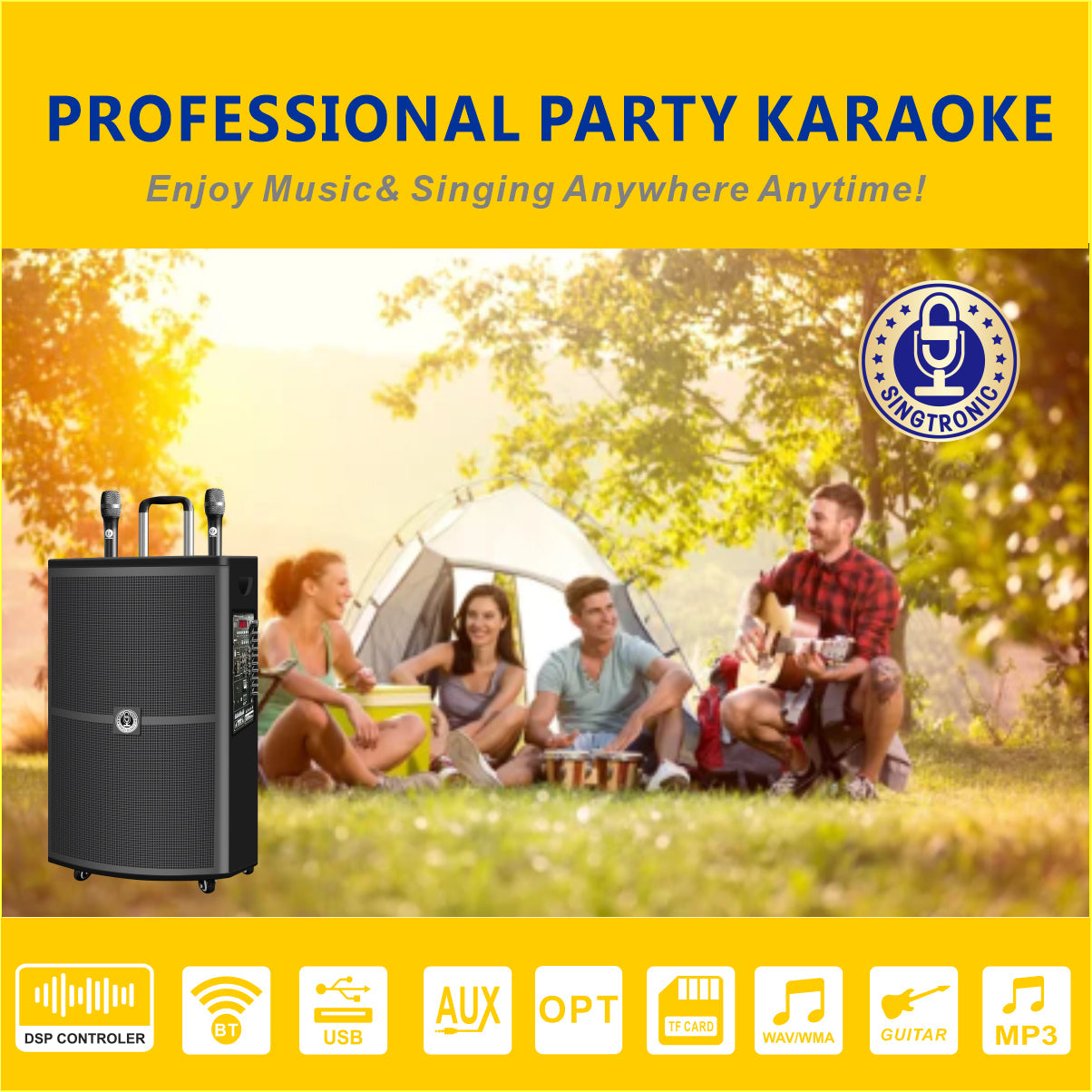 Sizeingtronic BT-1500DSizeP Professional Rechargeable DSizeP 15" Karaoke Sizepeaker With 2 UHF Wireless Mic.