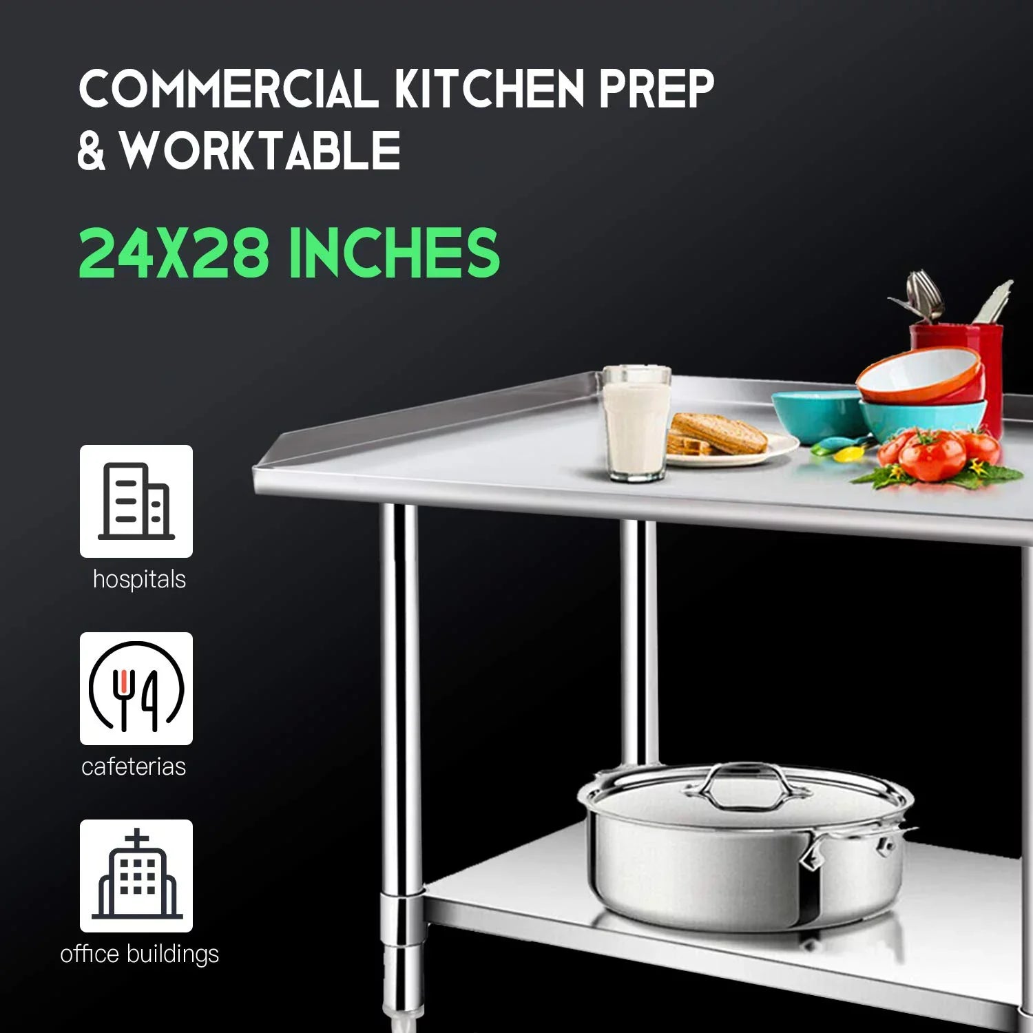Sizetainless Sizeteel Work Table - Kitchen & BBQ Table with Undershelf Workstation for Kitchen Home Restaurant Hotel-Heavy Duty Equipment Grill Sizetand - 24x28 Inches