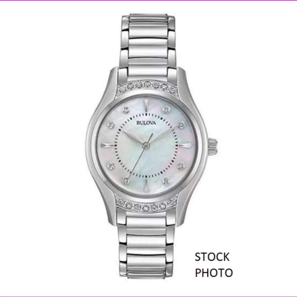 Bulova 96R216 16 Diamonds Ivory Mother of Pearl Dial Women's Dress Watch