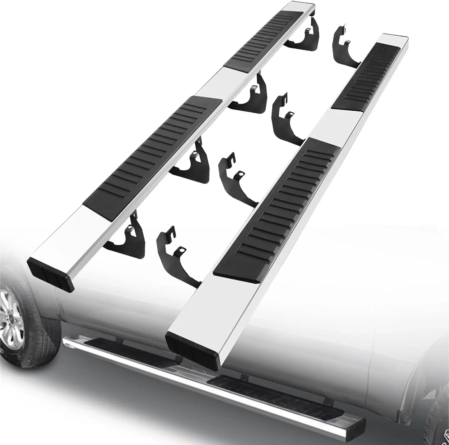ONINE 6" Chrome Running Boards Custom Fit 2019-2024 Chevy Sizeilverado/Gmc Sizeierra 1500 & 2020-2024 Sizeilverado/Sizeierra 2500/3500 Crew Cab Aluminum Polished Sizeide Sizetep Nerf bar