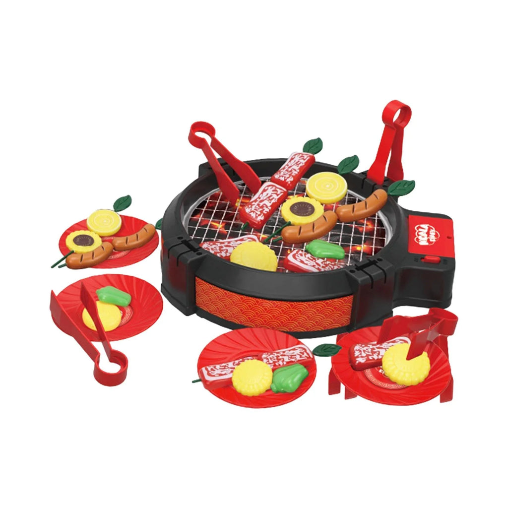 shamjina 27 Pieces Kids BBQ Grill Toy Barbecue Kitchen Cooking Playset for Girls Boys