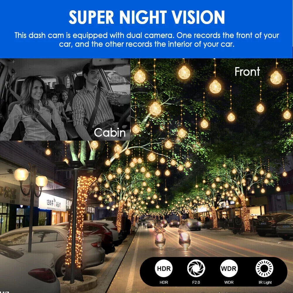 JLLOM Car DVR Dash Cam with Dual Lens Front and Inside Camera - 1080P