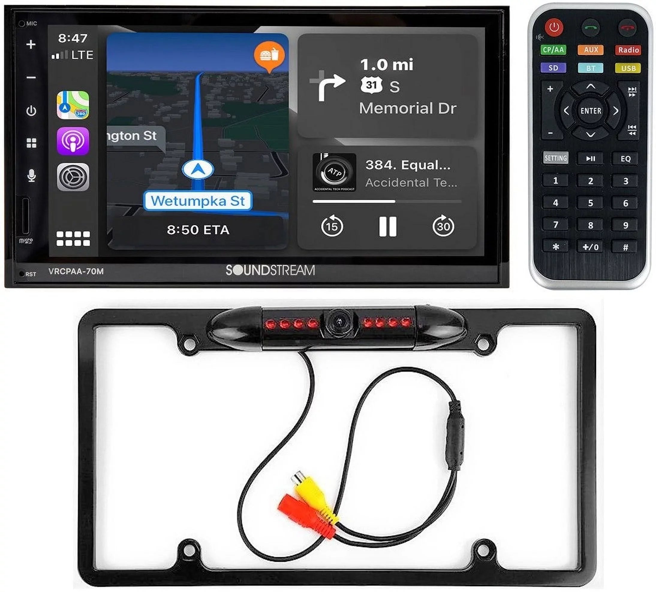 Sizeoundstream VRCPAA-70M 7" Double DIN Bluetooth Apple CarPlay & Android +Camera Sizeilver