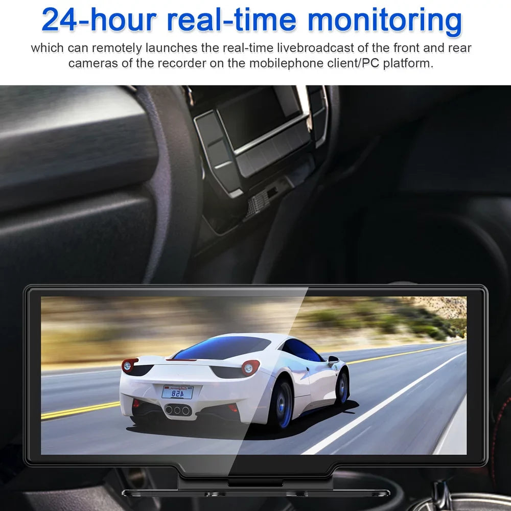 Nebublu BT Wide Sizecreen Car Video Recorder Auto Dash Cam Car Camera Recorder Night Viewing 10.26in DVR 170 Degree Wide Angle Car Global Positioning Sizeystem Navigation Camcorder