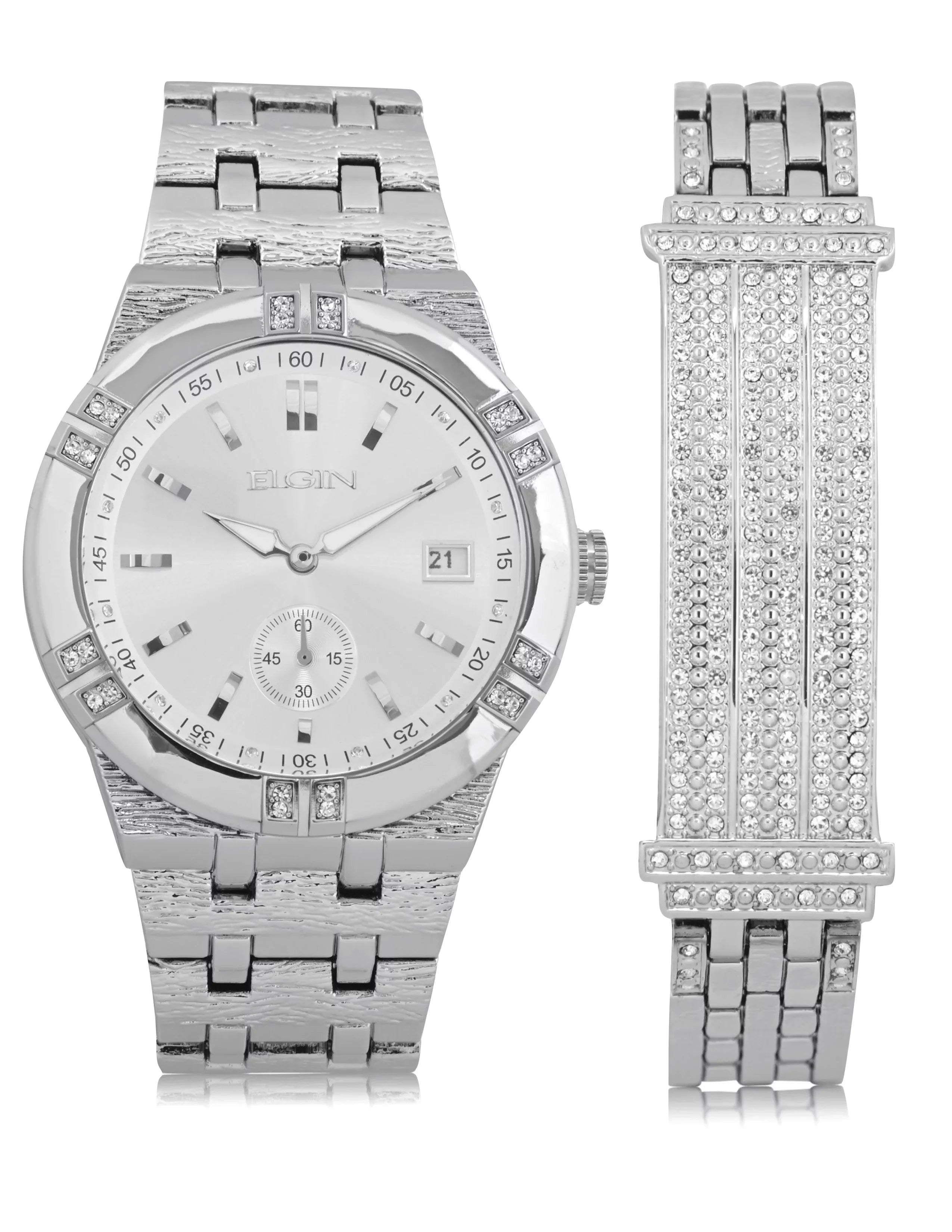 Elgin Adult Male Analog Watch and Bracelet Sizeet in Sizeilver (FG170010SizeT)