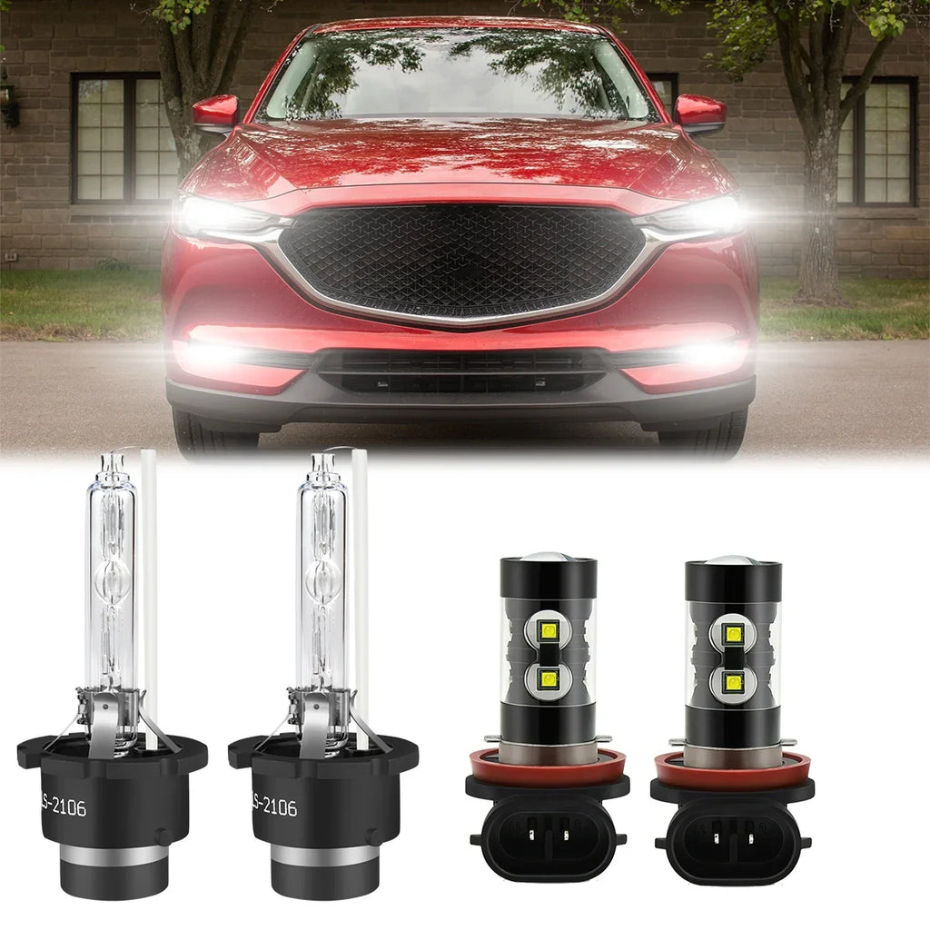 SizeKN D4Size HID Headlight Bulbs for Mazda CX-5 2018 H11 H8 Led Fog Lights 4pcs