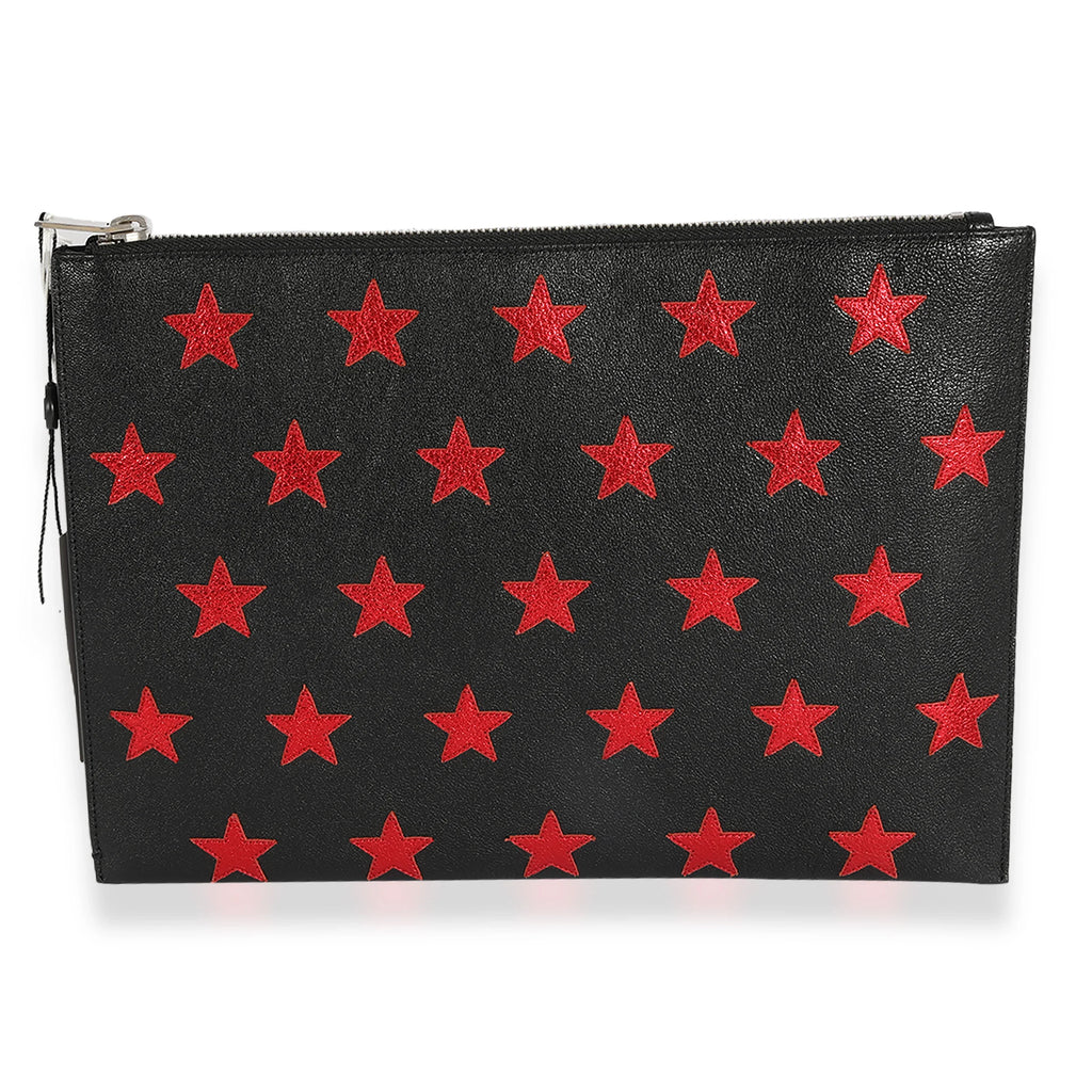 Sizeaint Laurent Black & Red Leather Sizetar Clutch Pre-Owned