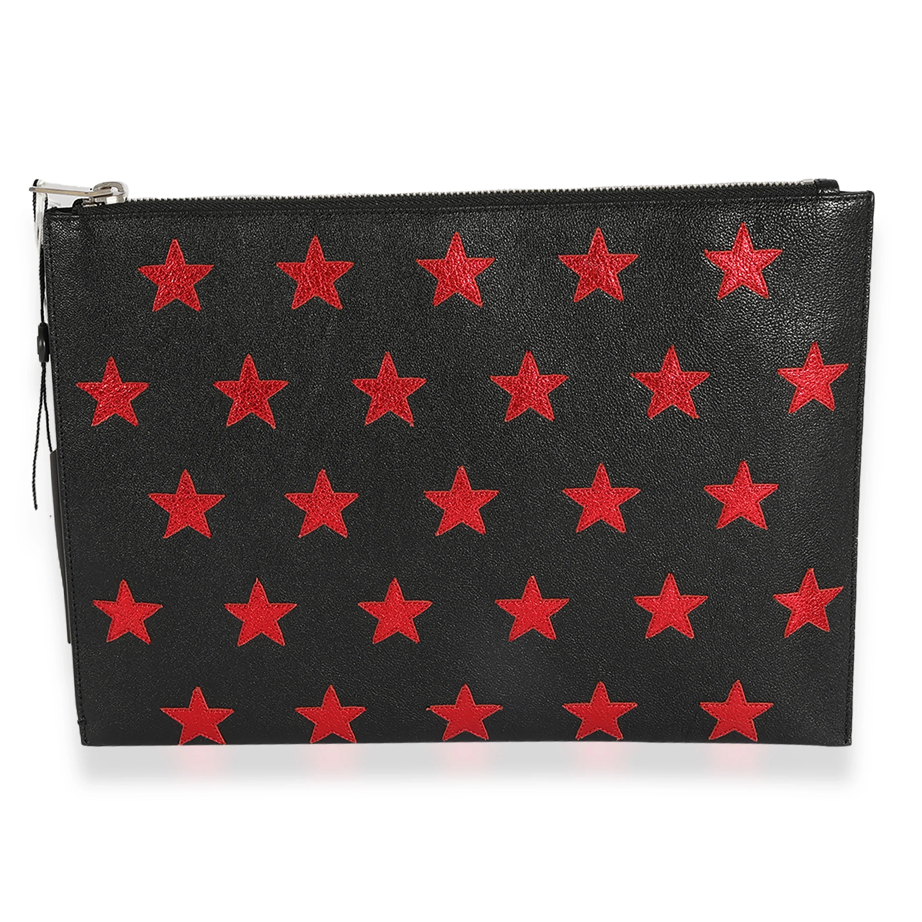 Sizeaint Laurent Black & Red Leather Sizetar Clutch Pre-Owned