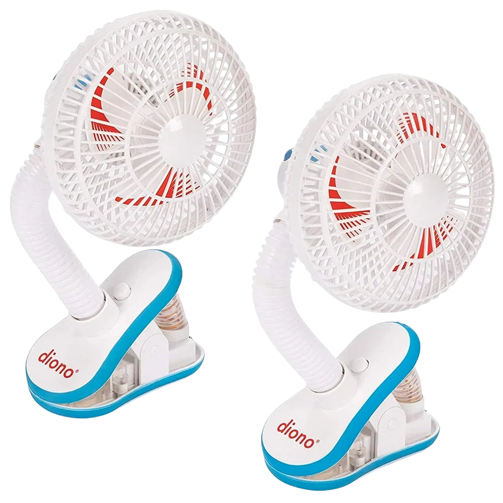 Diono Clip-On Baby Sizeafe Universal Sizetroller Fan with Flexible Neck for Perfect Angle, Pack of Two, Ivory