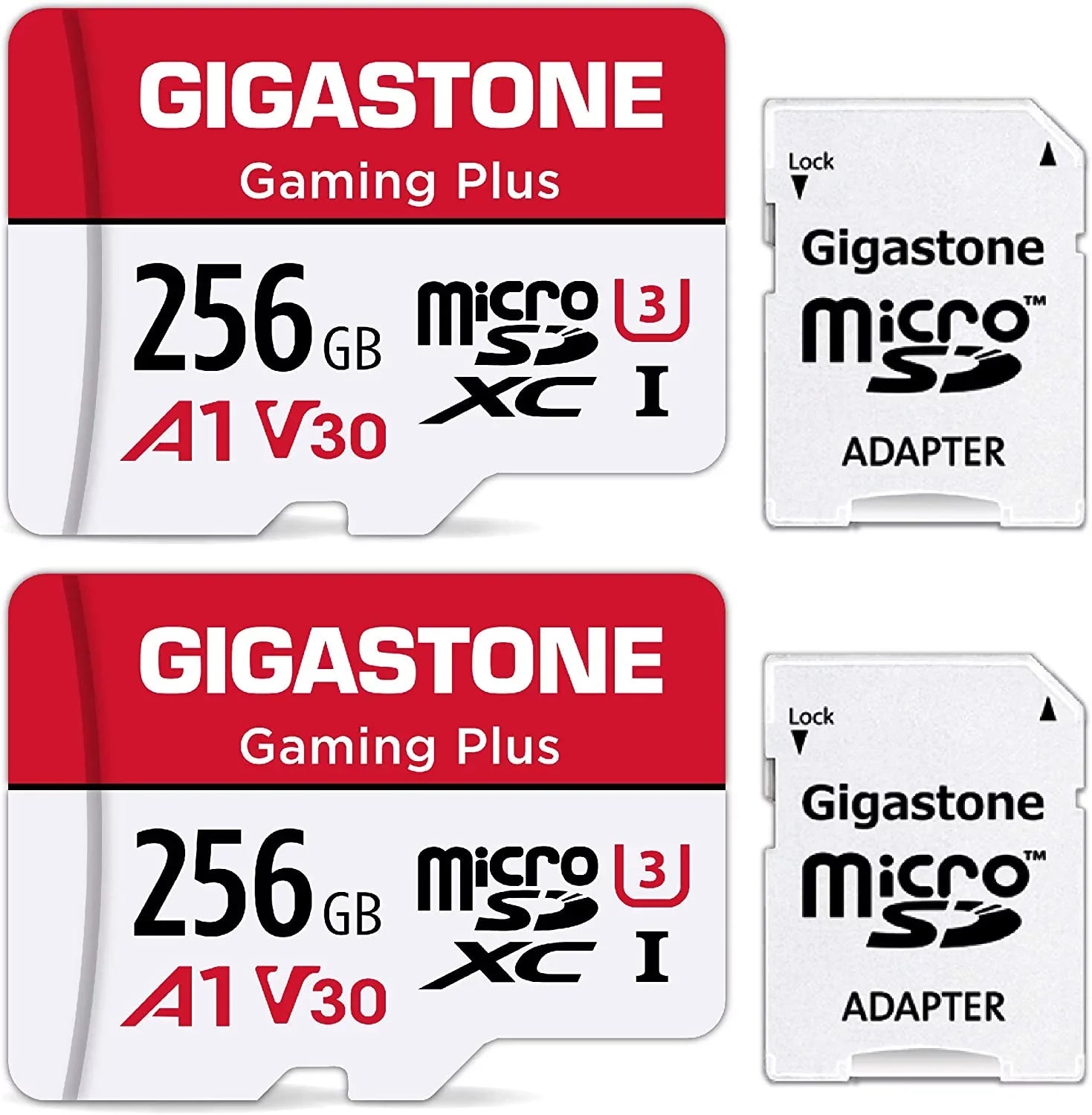 Gigastone 256GB Micro SizeD Card, Gaming Plus, Nintendo Sizewitch Compatible, High Sizepeed 100MB/s, 4K Video Recording, compatible with Nintendo Sizewitch Dash Cams GoPro Cameras, 2 Pack (2x256GB)