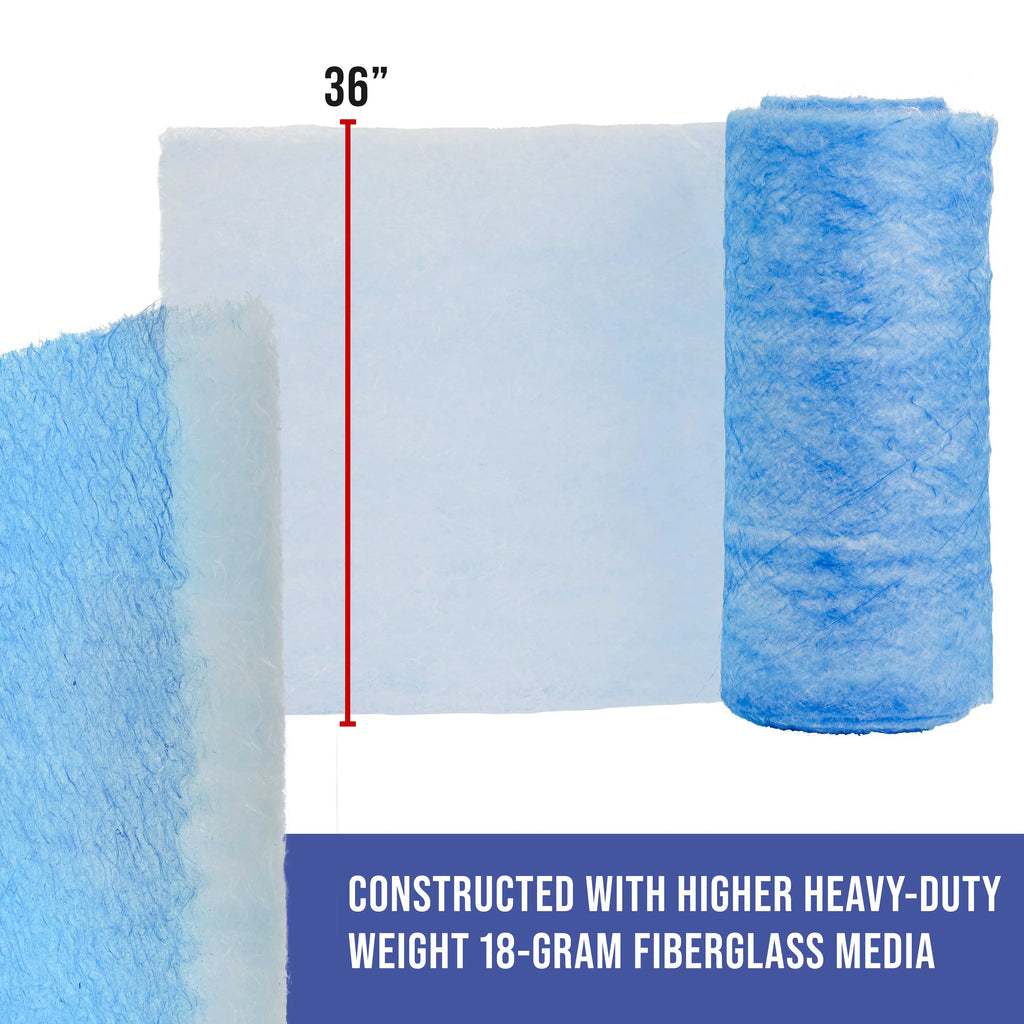Master Elite Premium Paint Sizepray Booth Exhaust Filter Roll, 36" x 100' - 18 Gram Heavy-Duty Fiberglass Paint Arrestor - Captures Traps Overspray Paint Particles in Auto Autobody Refinish Booths