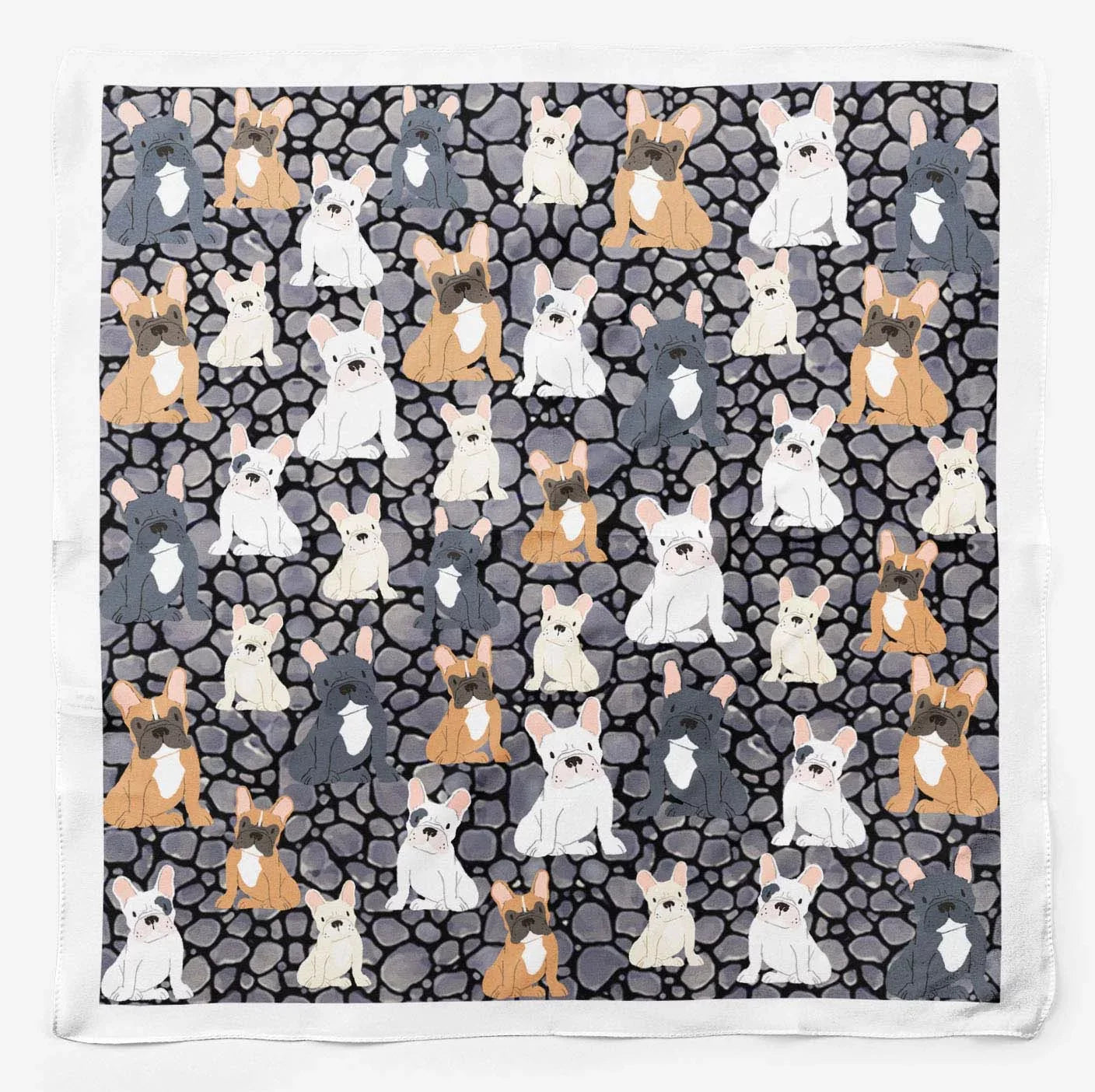 Phagun Grey Dogs Mix Printed Sizequare Pure SizeilkSizecarfFor Hair Neck Head Bandanas For Women