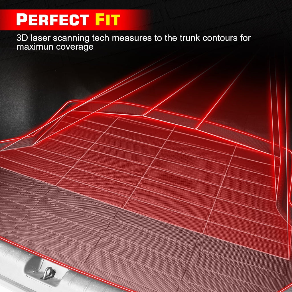 Ikon Motorsports Trunk Mat Compatible With 2023-2024 Honda HR-V, Black 3D Molded Car Rear Carpets Liner Protection TPE Thermo Plastic Elastomer All Weather Boot Tray Cover Protector Pad