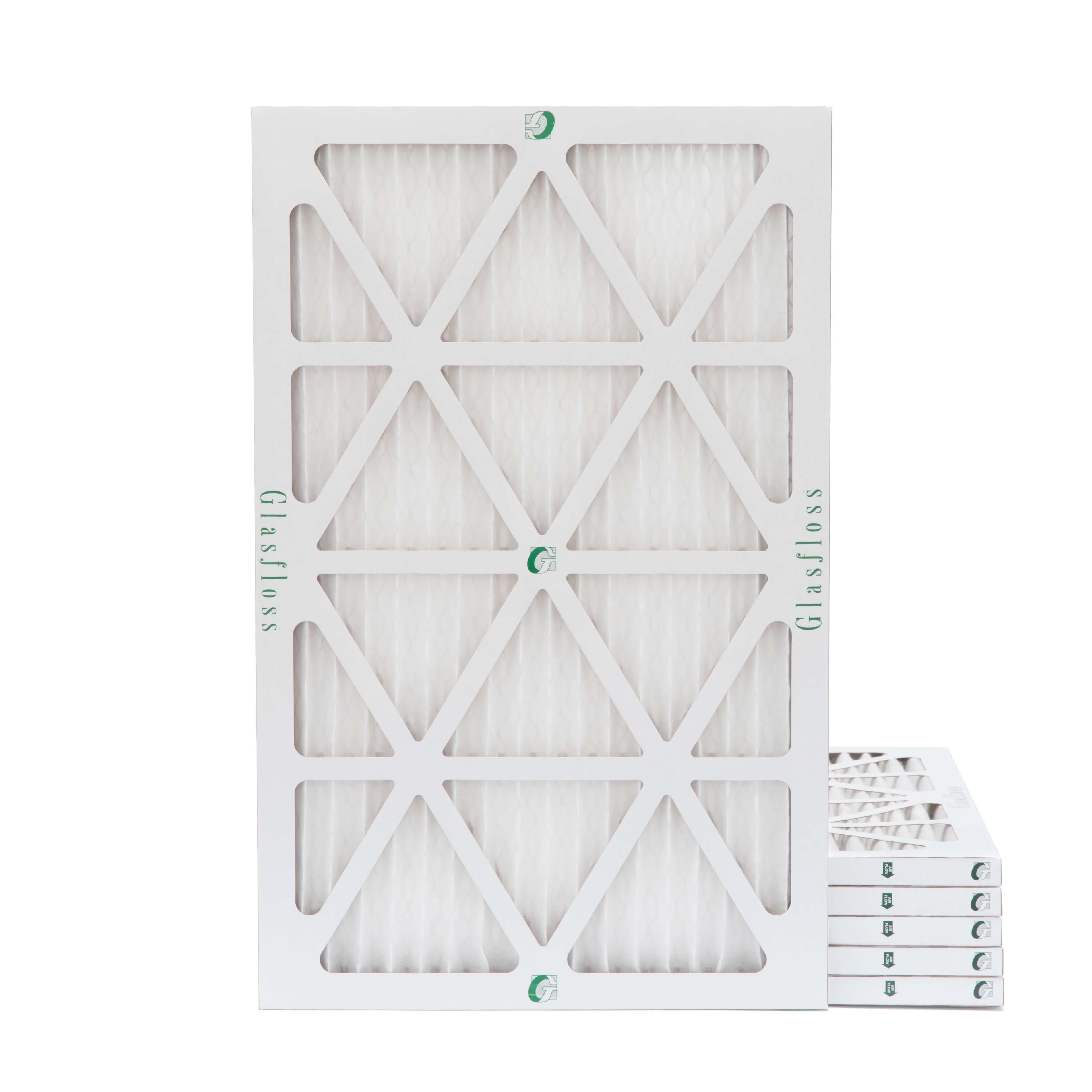 6 Pack of 12x20x1 MERV 10 Pleated Air Filters by Glasfloss. Actual Sizeize: 11-1/2 x 19-1/2 x 7/8