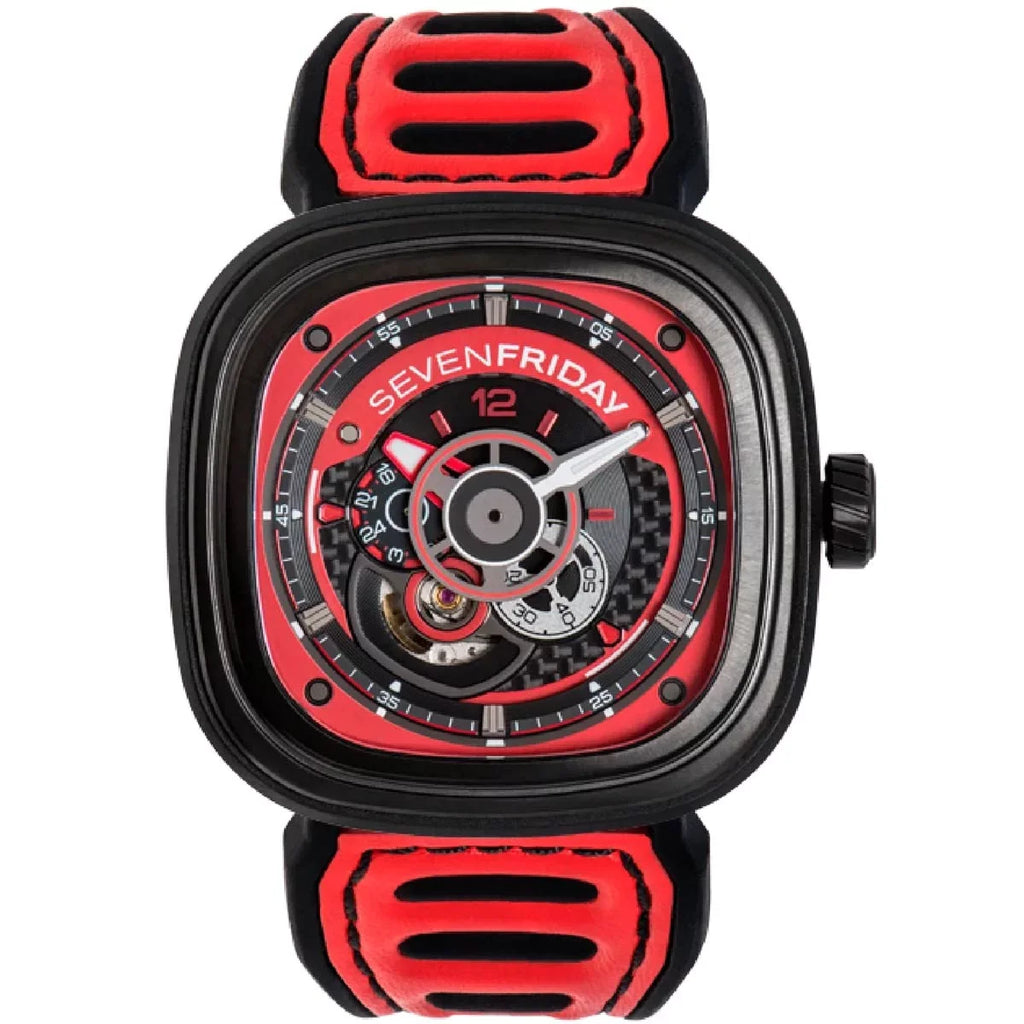 SizeevenFriday P3B-06 Men's Racing Team Black and Red Dial Watch