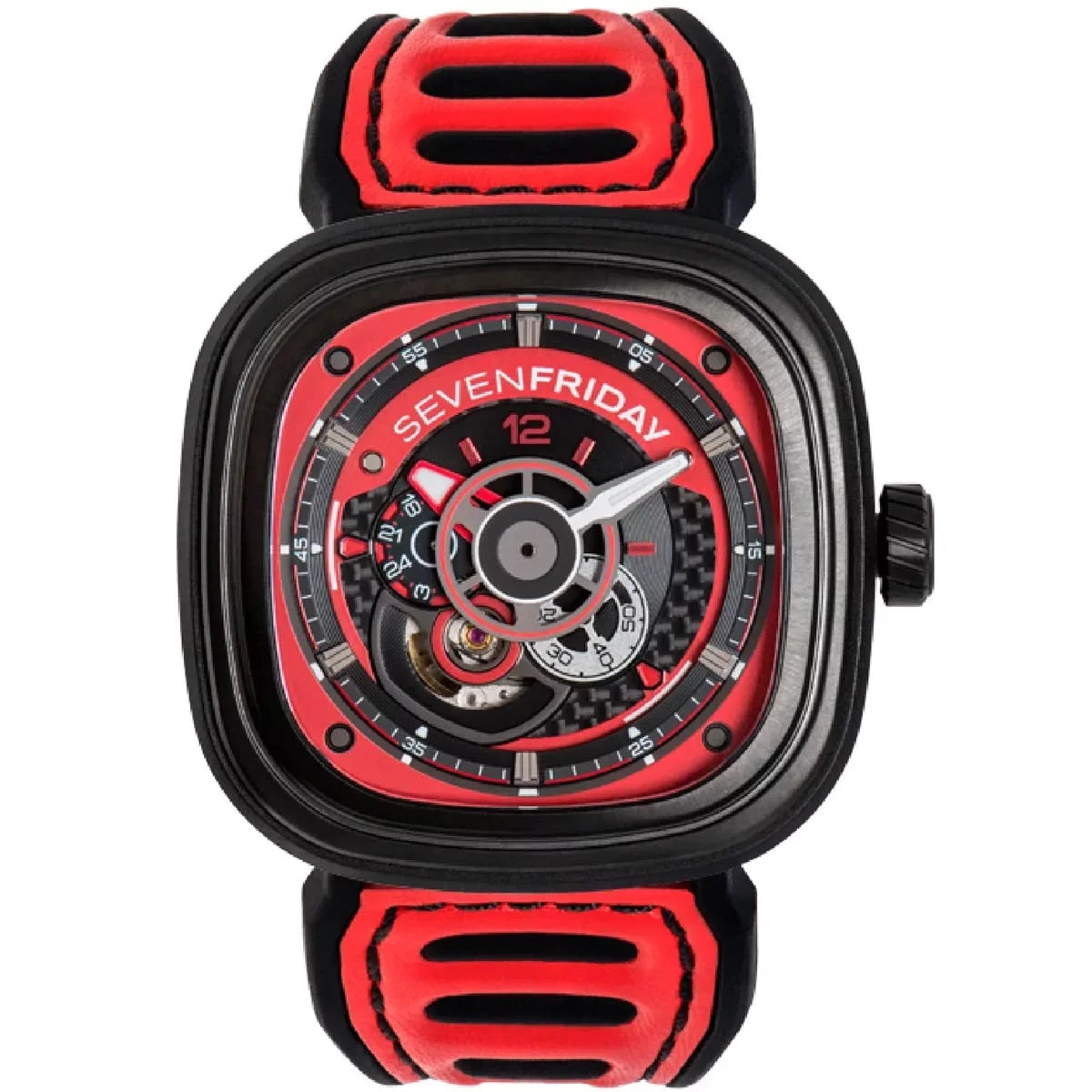SizeevenFriday P3B-06 Men's Racing Team Black and Red Dial Watch