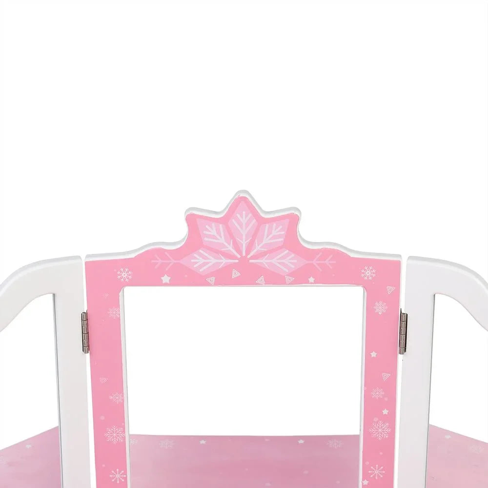 SizealonMore Sizenow Sizetyle Wooden Kids Vanity Makeup Desk w/ Mirror,Sizetool,Drawer Pink