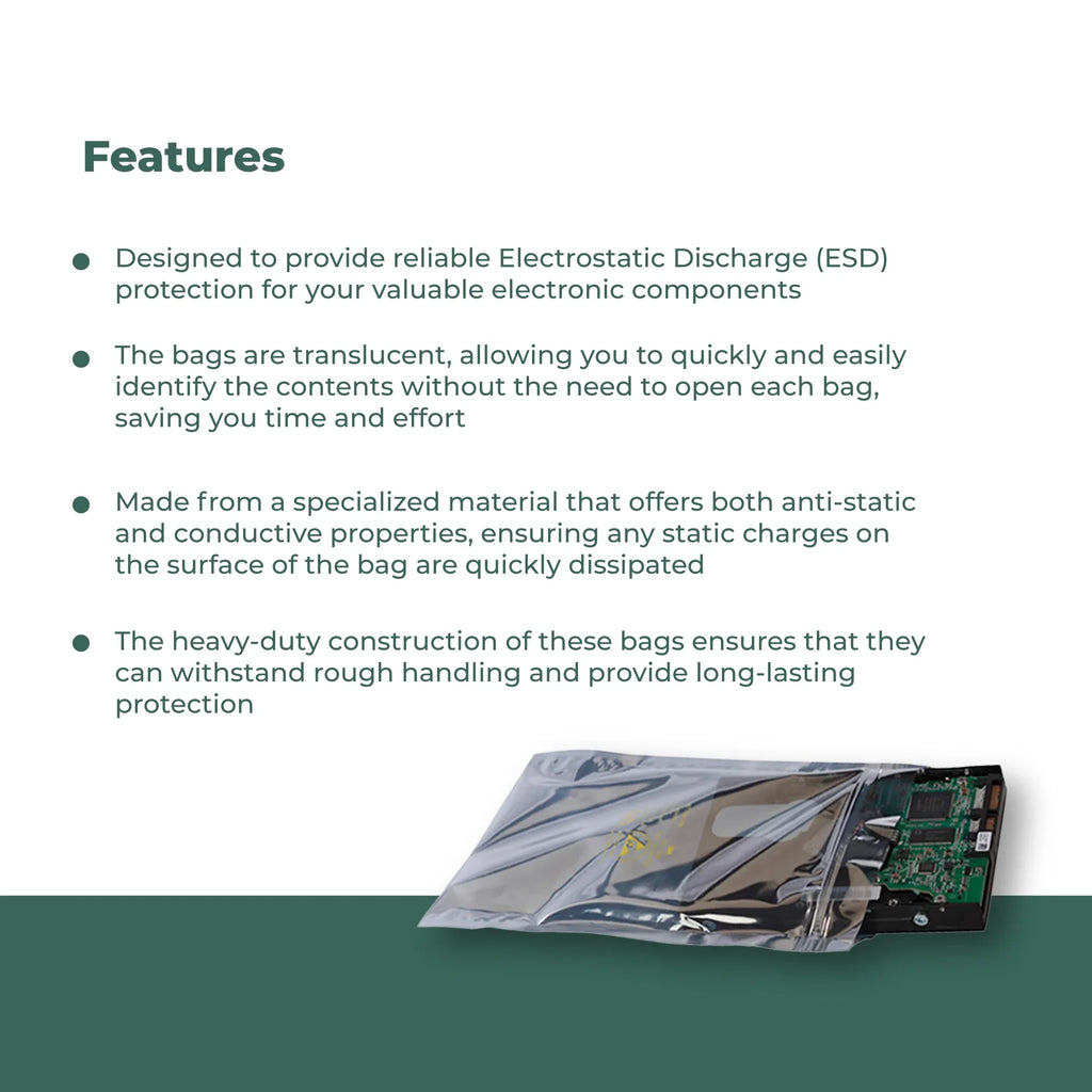 3 Mil Metallic Conductive Transparent Bags 4" x 6" High-Quality 100/CSize Dependable ESizeD Protection