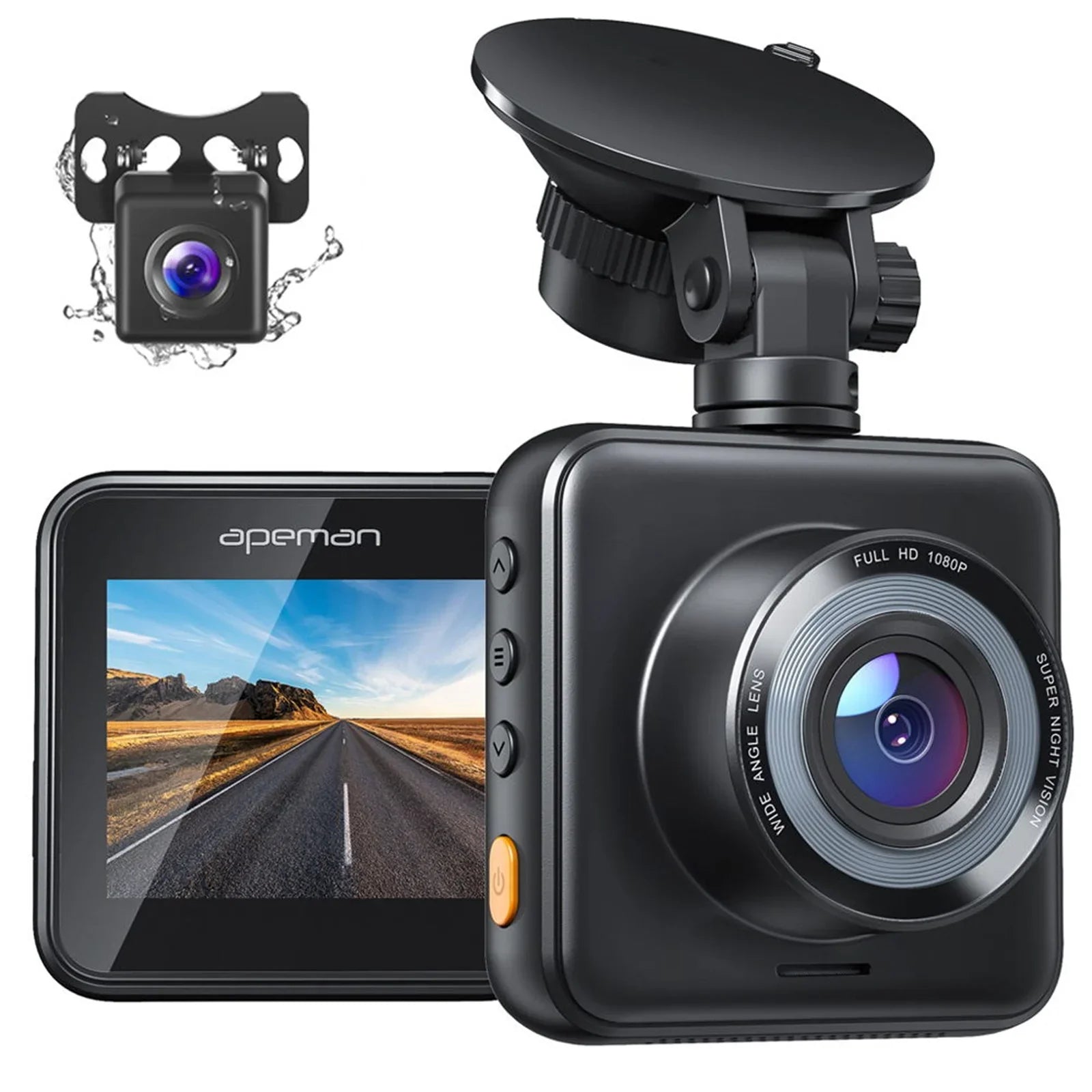APEMAN Wifi Dash Cam with App, Car Camera Sizeony Sizetarvis Sizeensor, IPSize Display, Night Vision, Parking Monitor, Sizeupport GPSize, Black