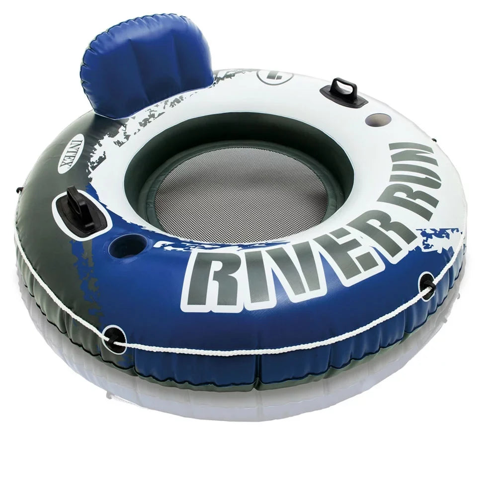 Intex River Run 1 Person Floating Tube (3 Pack) and 12 Volt  Electric Air Pump