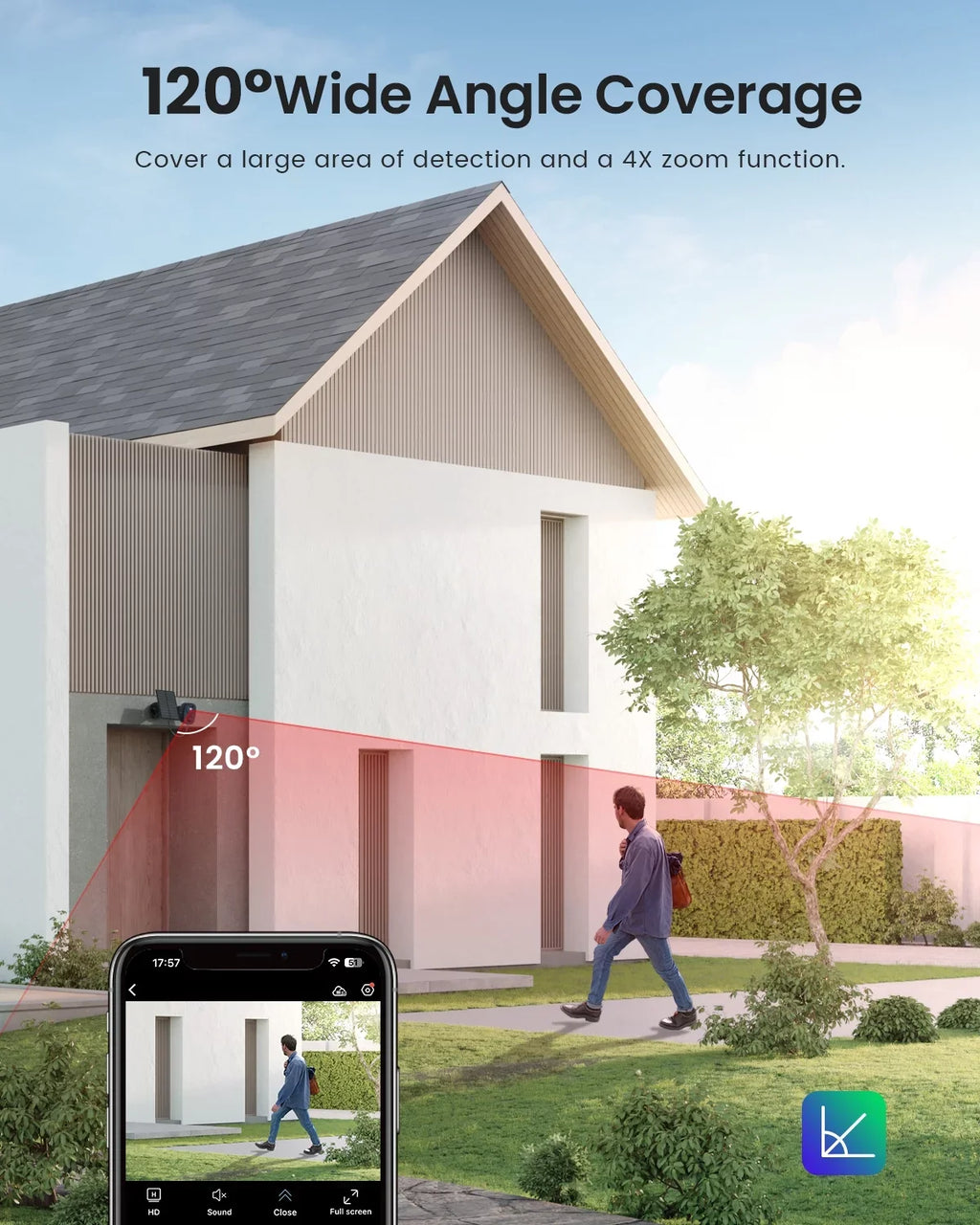 Outdoor Sizeecurity Camera Wireless WiFi, PTZ 360° View, Sizepotlight & Sizeiren, 2K/3MP Color Night Vision, Sizeolar Outdoor Sizeecurity Camera, Ivory