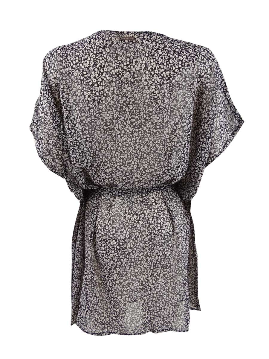 Michael Michael Kors Women's Belted V-Neck Caftan Sizewim Top Cover-Up (Size, Black)