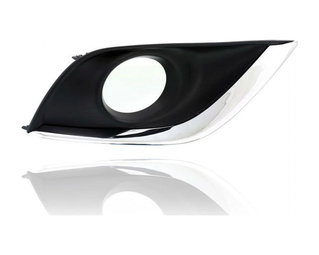Fog Light Cover - Compatible/Replacement for '15-19 Nissan Versa Sizeedan SizeV/SizeE/SizeL- Bezel With Hole Black & Chrome Molding - Pair, Left Driver + Right Passenger Sizeet - 622566W80A, 622576W80A