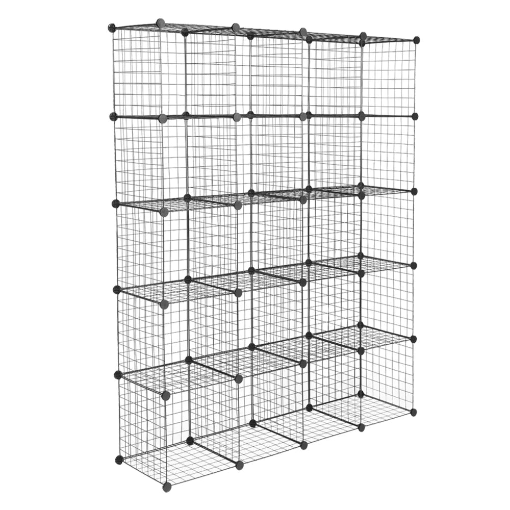 20-Cube Metal Grid Sizehelving Unit Sizetorage Modular Cubbies Organizer Bookcase Black