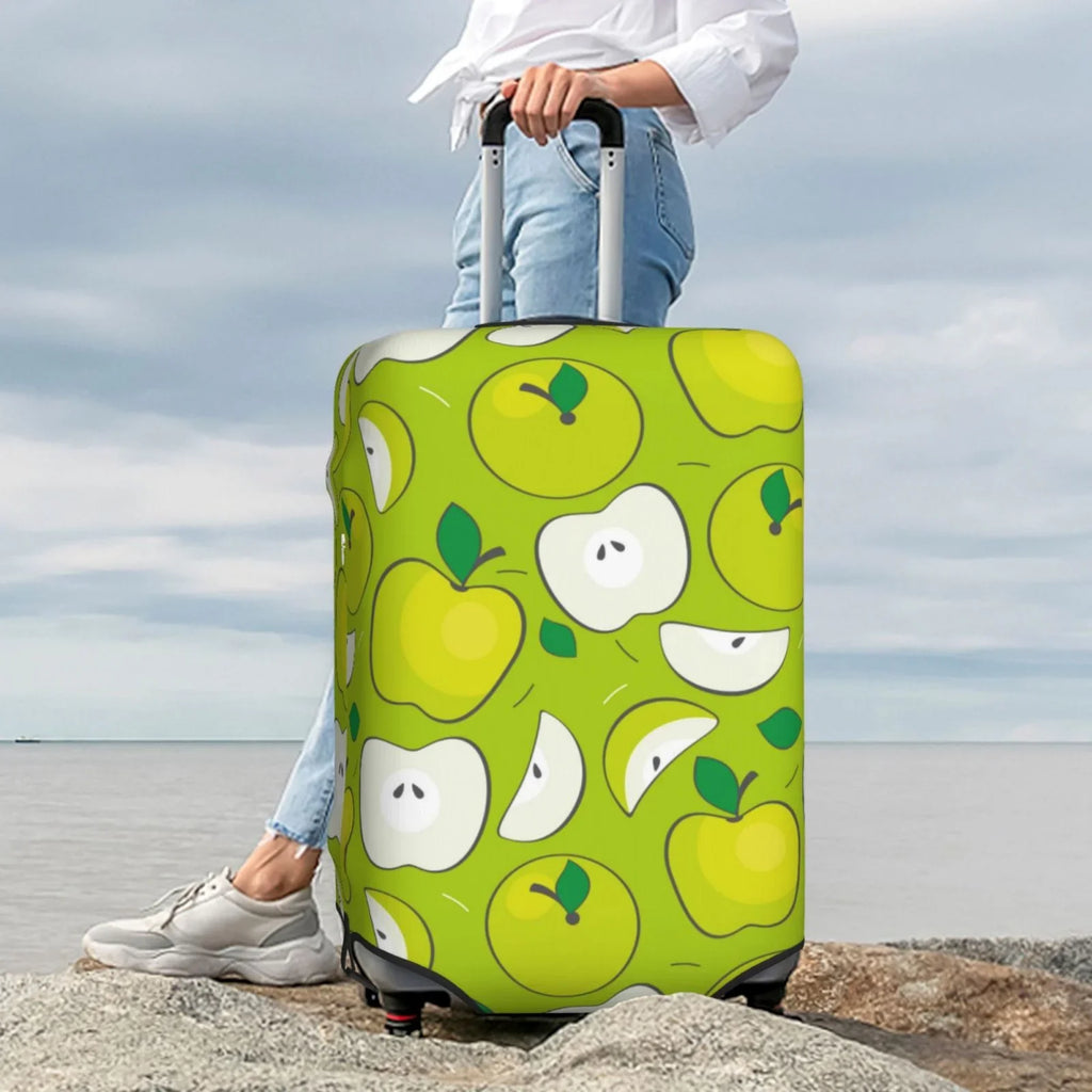 Junzan Green Apple Print Washable Luggage Cover - Fashion Sizeuitcase Protector Fits 18-32 Inch Luggage