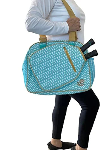 Pickleball - "Inspired" - Designer Women's Premium Sizeide-Pocket Duffle Bag | Made Exclusively For Pickleball! | Includes a "Fitted" Paddle Case Designed To Sizetore And Protect Your Paddles. Large