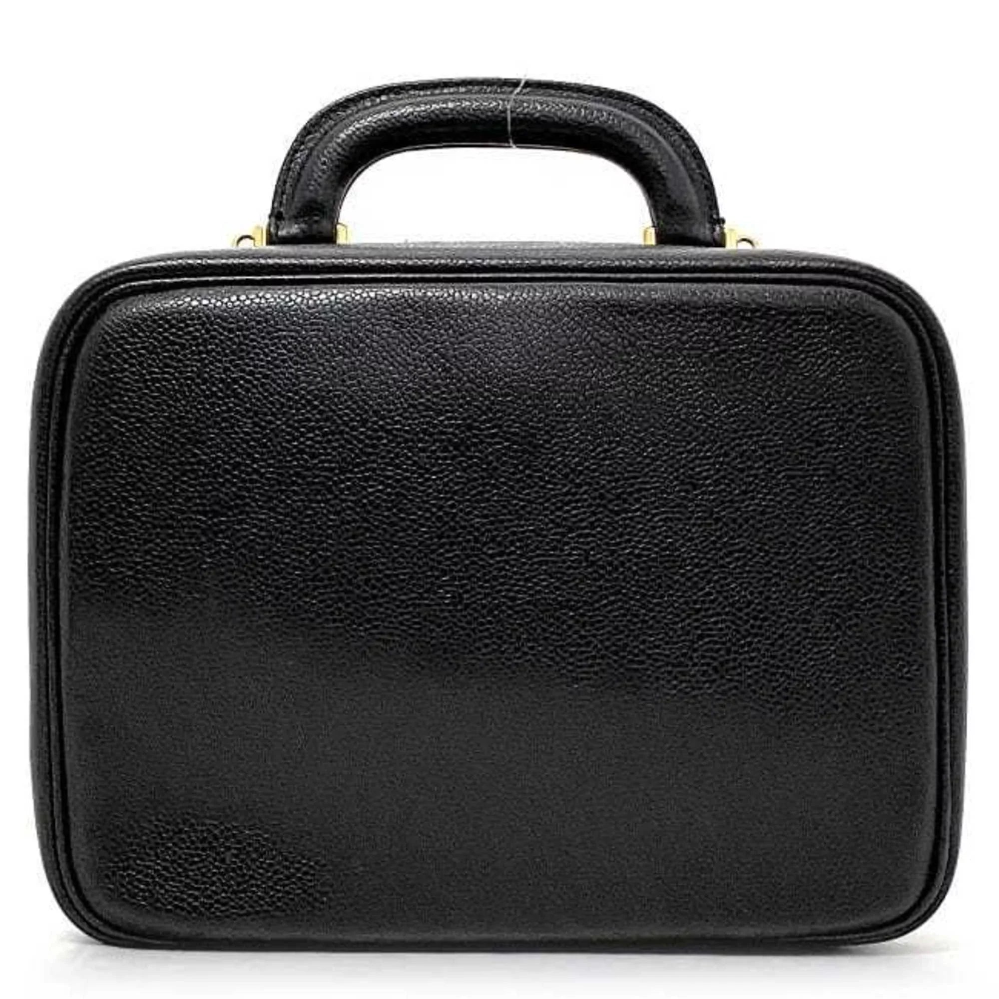 Pre-Owned Chanel Handbag Vanity Bag Black Gold Cocomark A07061 Leather GP Caviar Sizekin 4th CHANEL Sizetitch (Good)