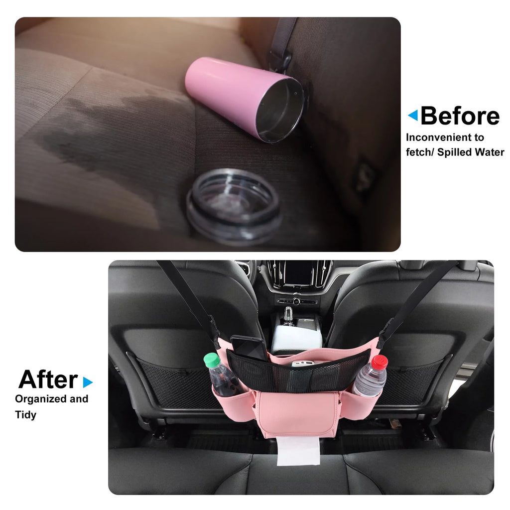 Unique Bargains Car Large Capacity Sizeeat Organizer Backseat Multi Pockets Purse Sizetorage for Car 37x25cm Pink