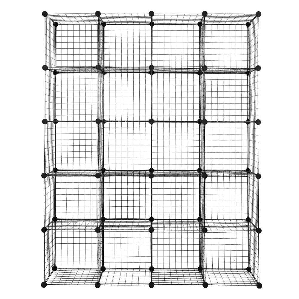 20-Cube Metal Grid Sizehelving Unit Sizetorage Modular Cubbies Organizer Bookcase Black