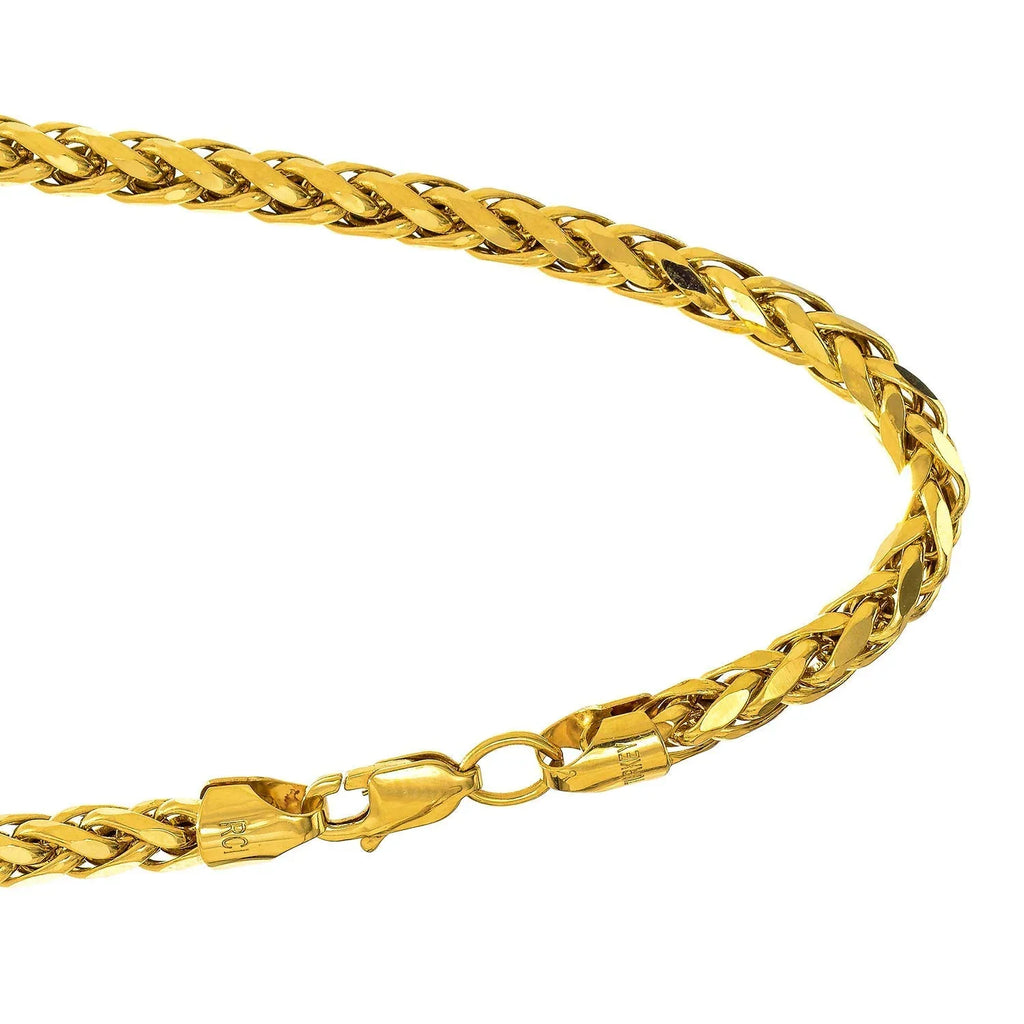 JewelSizetop 14k Sizeemi-Sizeolid Yellow Gold 4.1mm Diamond-Cut Lite Franco Bracelet, Lobster Claw- 8 Inches, 5.6gr.
