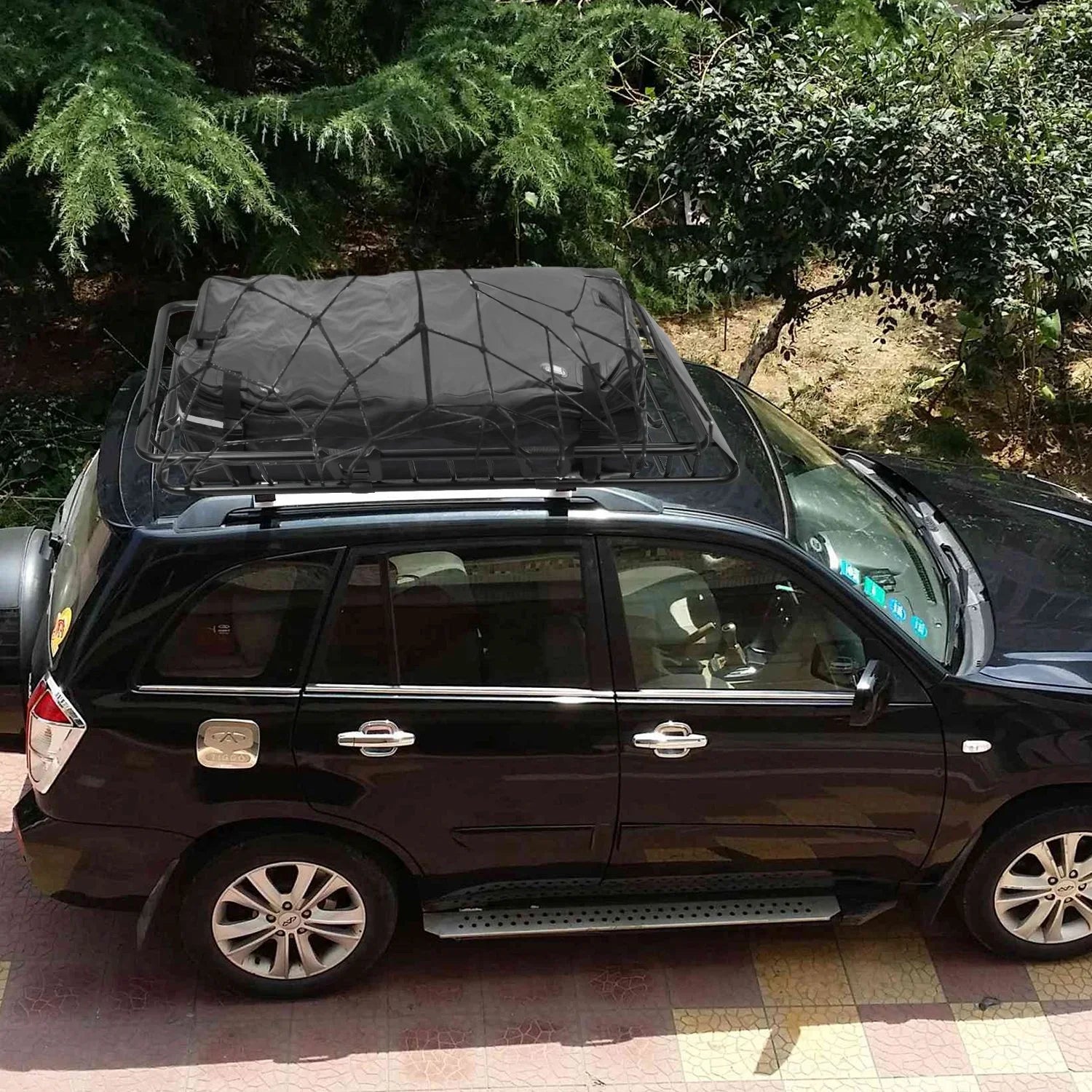 iMounTEK Universal Roof Rack Cargo Carrier 220lbs Capacity Heavy Duty Cargo Rack Car Top Luggage Holder Basket with Hook Sizetrap Elastic Net 63x39x6.3in, Black