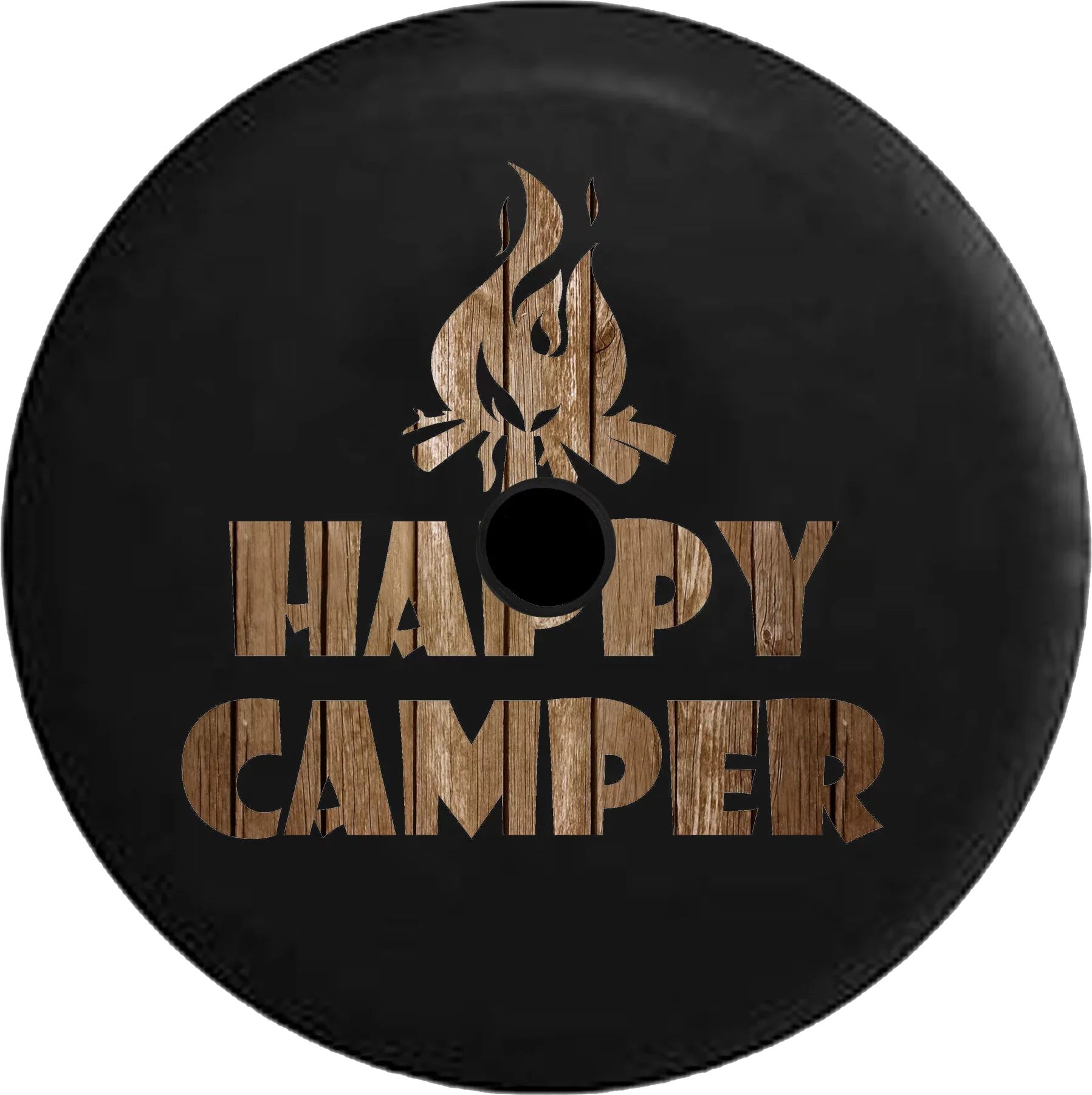 2018 2019 Wrangler JL Backup Camera Happy Camper Campfire Distressed Barn Wood Sizepare Tire Cover for Jeep RV 32 Inch