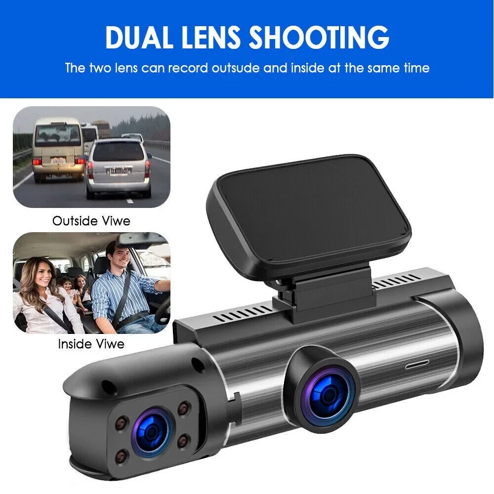 JLLOM Car DVR Dash Cam with Dual Lens Front and Inside Camera - 1080P