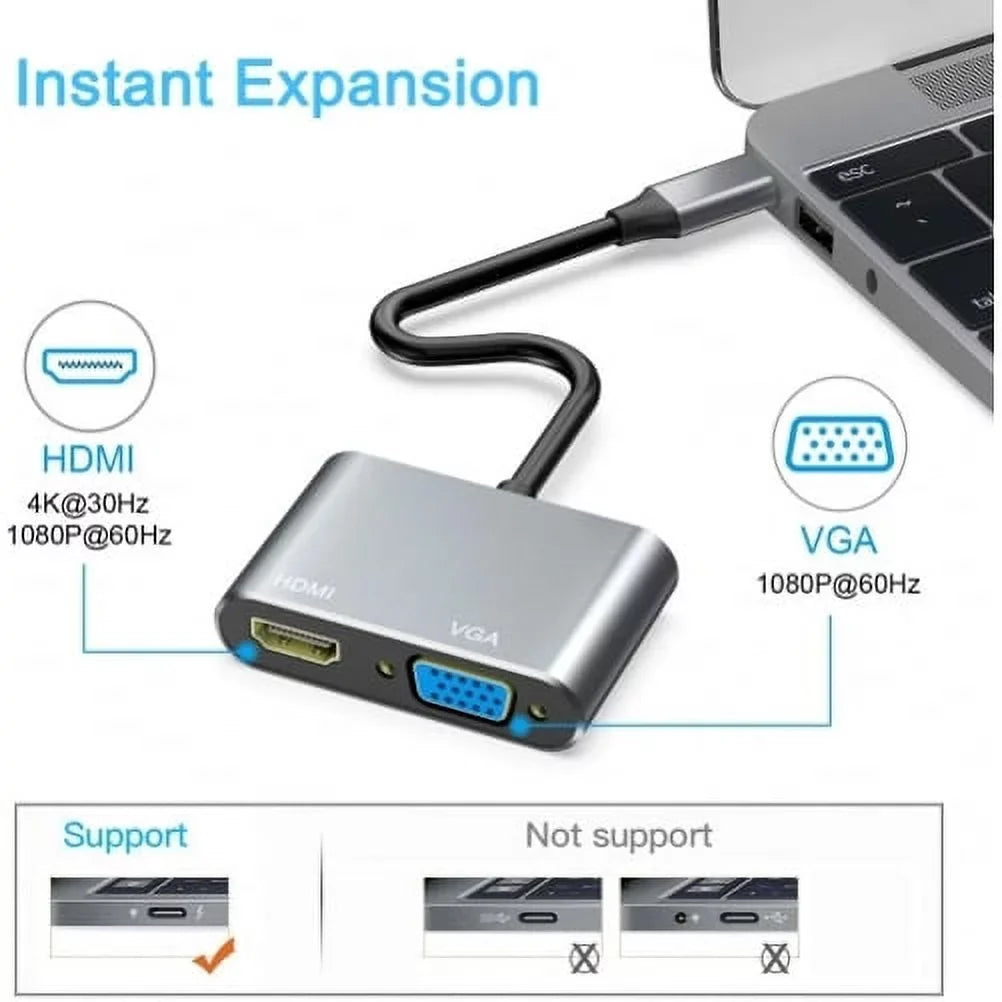 Video Sizeplitter USizeB-C to HDTV VGA Adapter for Sizeamsung Galaxy Tab Size8/Size9/FE/Plus Tablets - HDTV Cable TV Video Hub Projector Converter