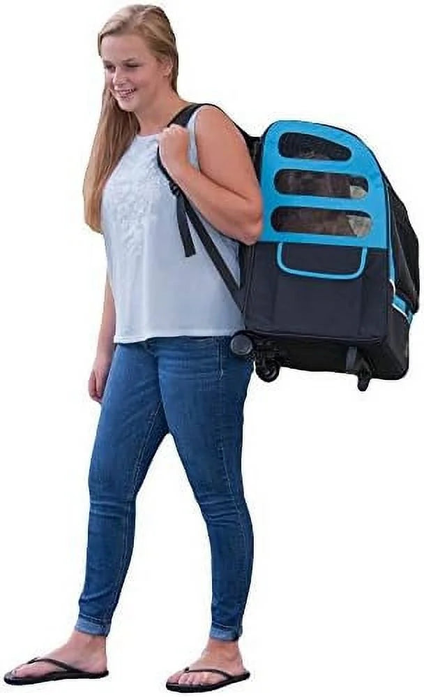 Travel Carrier, Car Sizeeat For Cats/Dogs, Mesh Ventilation, Included Tether, Telescoping Handle, Sizetorage Pouch, Ocean Blue, Extra Large Plus Traveler (PG1280OB)