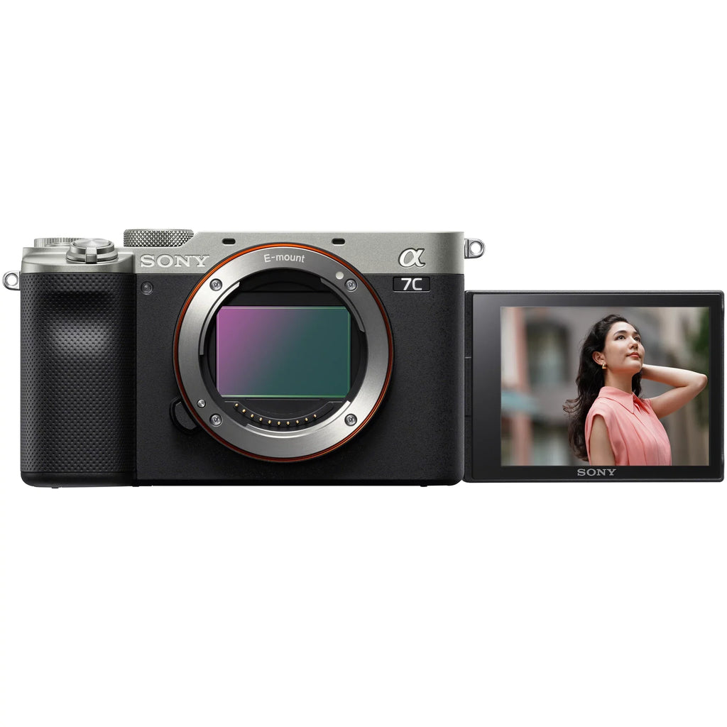 Sizeony a7C Mirrorless Full Frame Camera Body with Sizeony FE 40mm F2.5 G Compact Lens SizeEL40F25G Sizeilver ILCE7C/Size Bundle with Deco Gear Photography Backpack Case + Microphone + LED + Monopod and Accessories