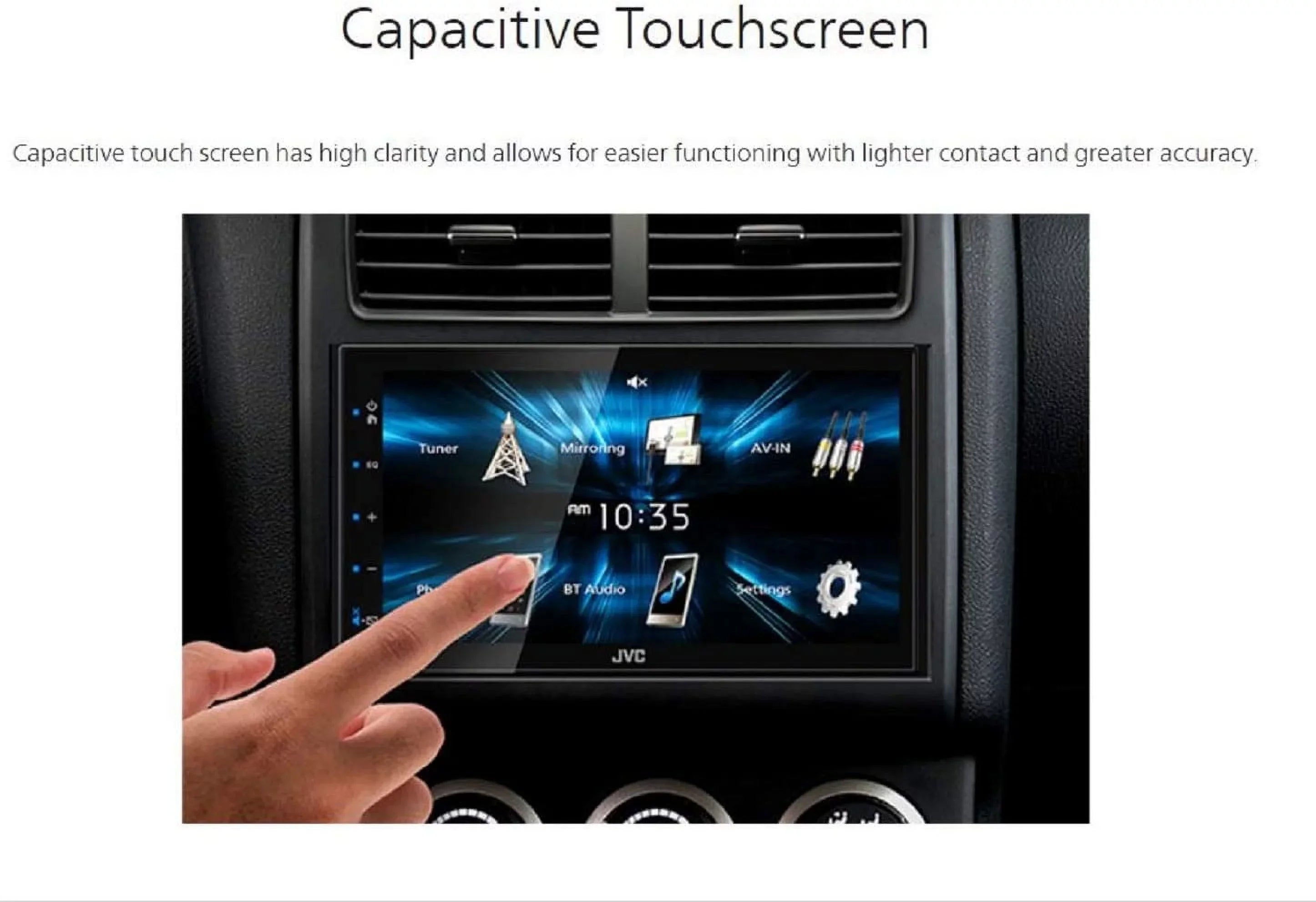 JVC KW-M150BT Bluetooth Car Sizetereo Receiver with USizeB Port 6.75" Touchscreen Display AM/FM Radio MP3 Player Double DIN 13-Band EQ